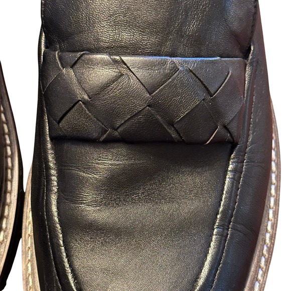 Nordstrom NOTORIE-LEA Black Leather Woven Platform Loafers Womens 10M Preppy - Picture 4 of 16